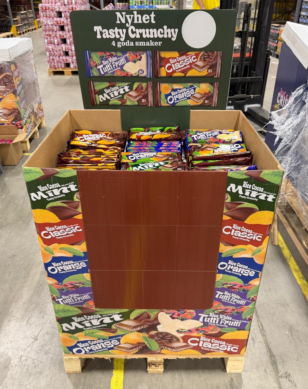 Gold Ricebar floor display in supermarket